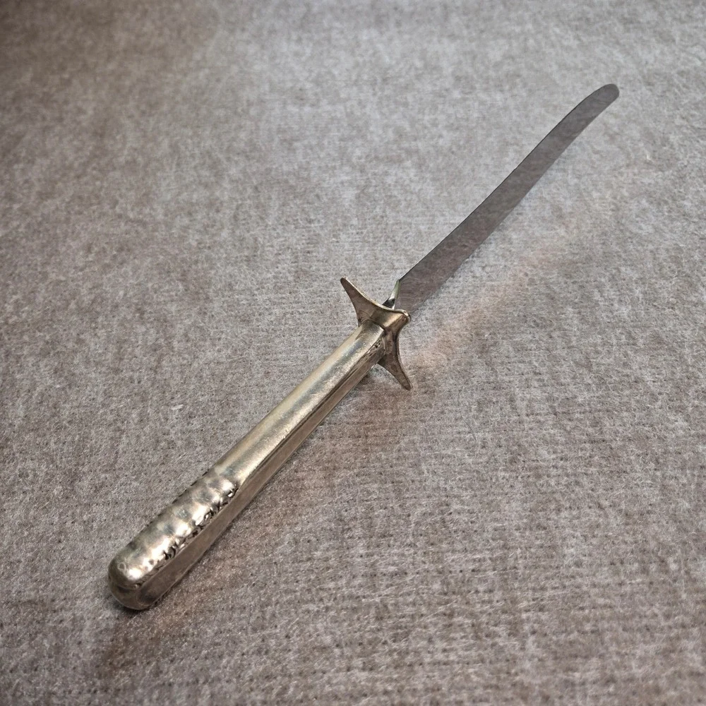 Vtg Silverplate Ornate Handle Stainless Steel Carving Knife 12.5